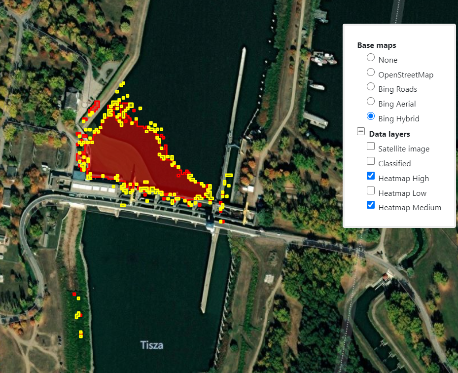 Web view of the plastic waste monitoring results over the set locations.
